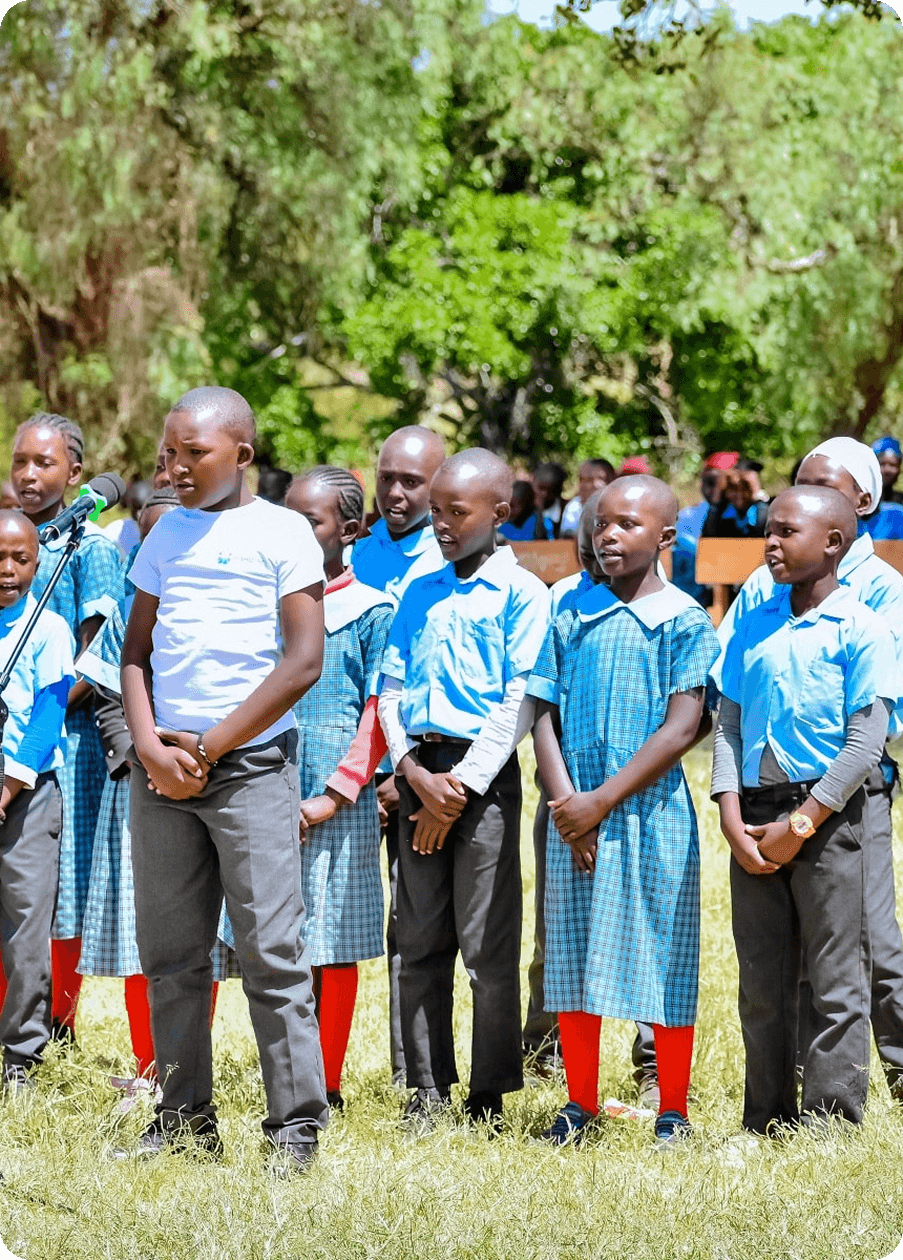 Students standing together in school uniforms